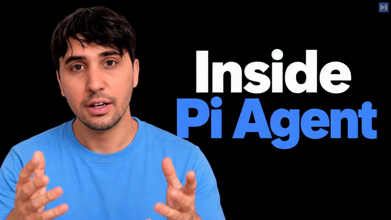 0xSero gesturing in a blue top beside the blue-and-white headline Inside Pi Agent on black.
