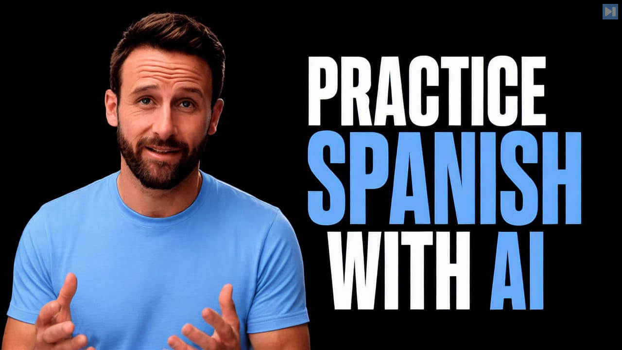 Pat Simmons beside the words Practice Spanish with AI