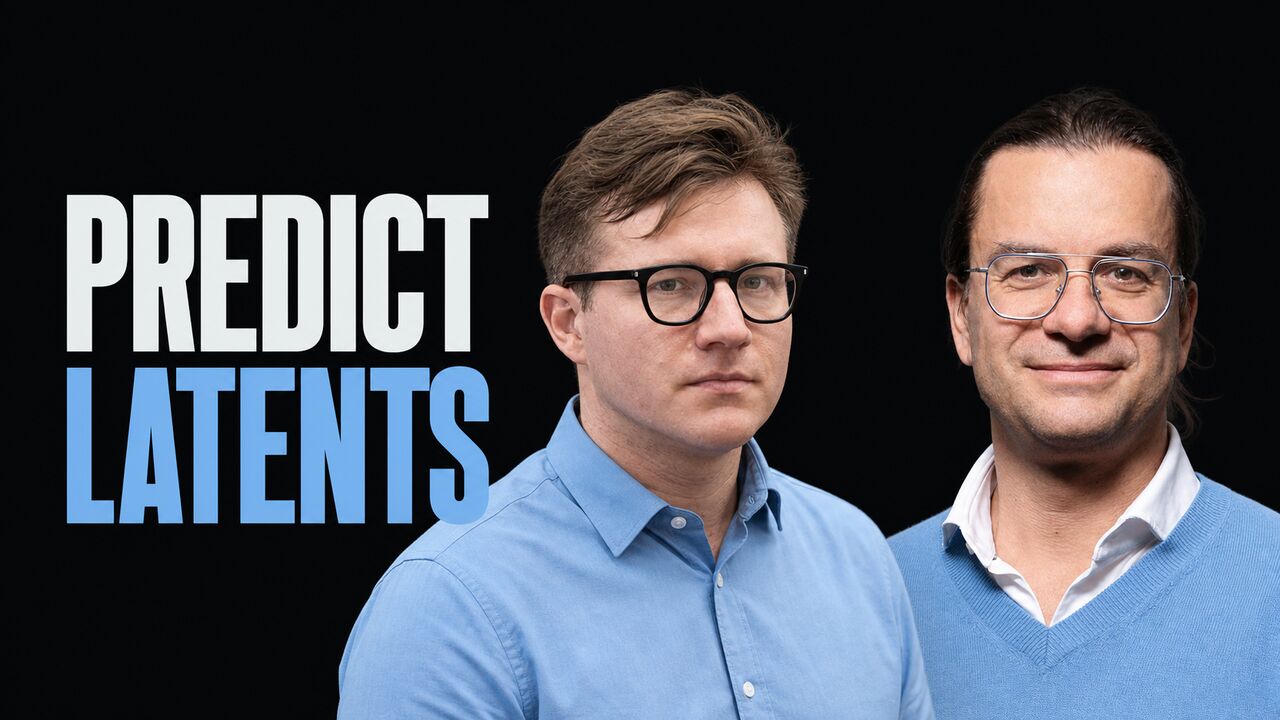 Portraits of Tim Scarfe and Matthieu Wyart beside the words Predict Latents