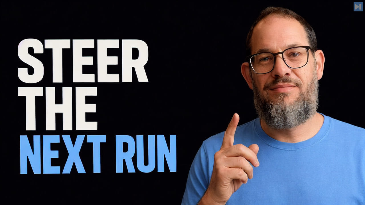 Portrait of Nate B. Jones beside the words Steer the Next Run