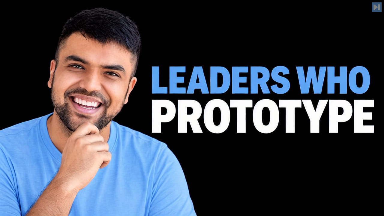 Hursh Agrawal discussing leadership through AI-assisted prototyping and review.
