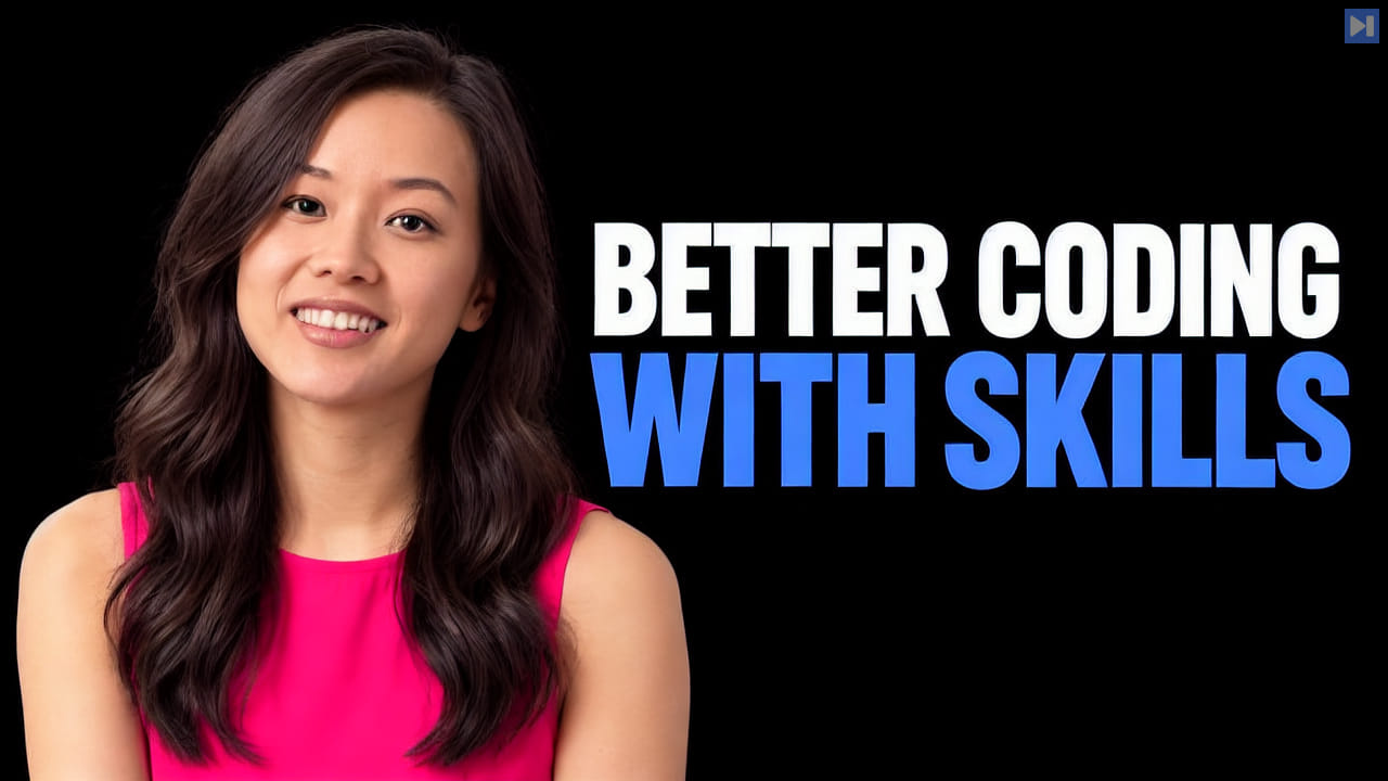 Lauren Tan against a black background beside the white and blue headline 'BETTER CODING WITH SKILLS'.