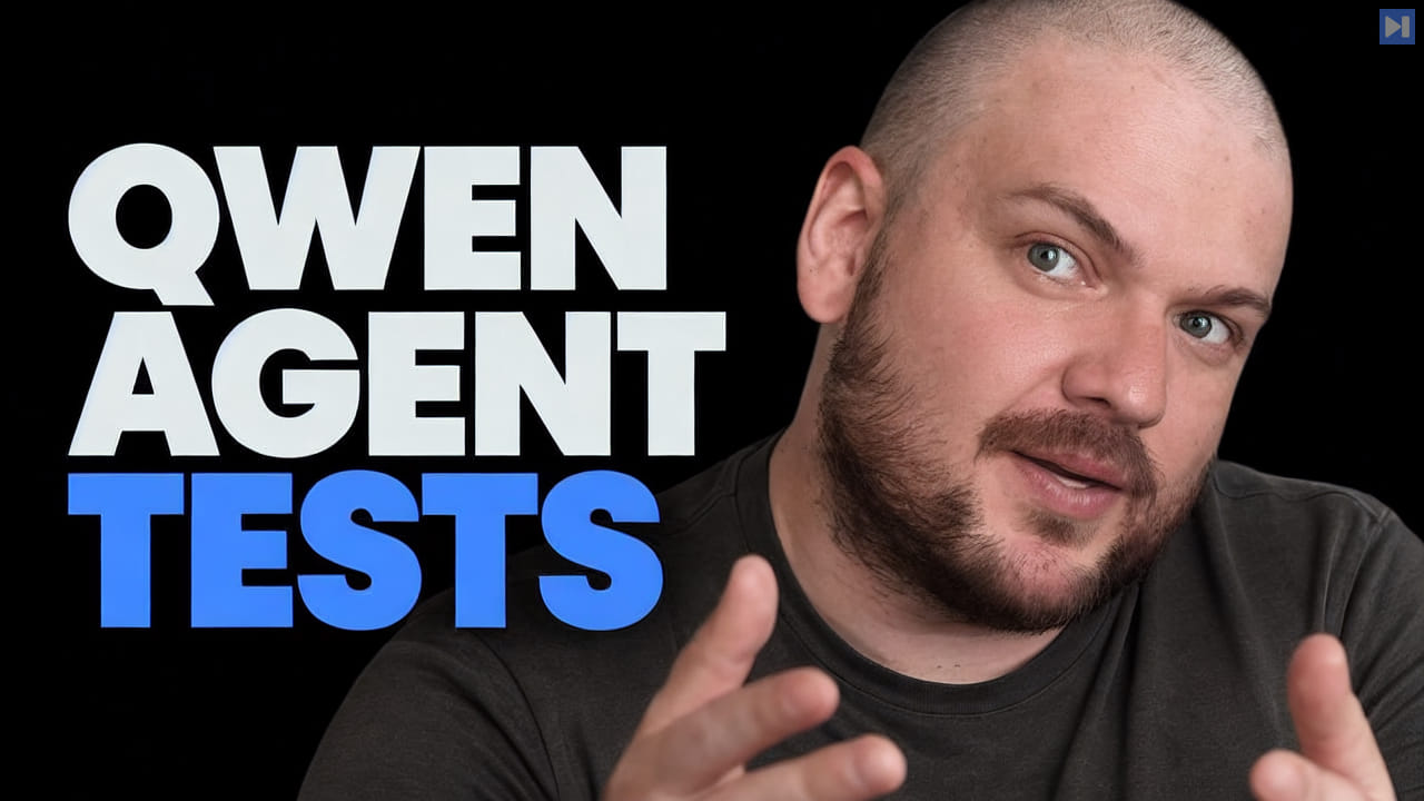 Wes Roth gestures beside the white-and-blue headline 'QWEN AGENT TESTS' on a black background.