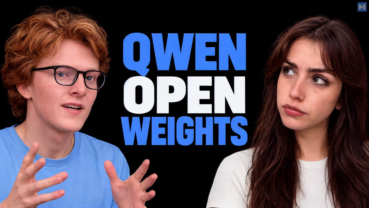 Theo Jaffee and Sofia Puccini beside the headline Qwen Open Weights against black.