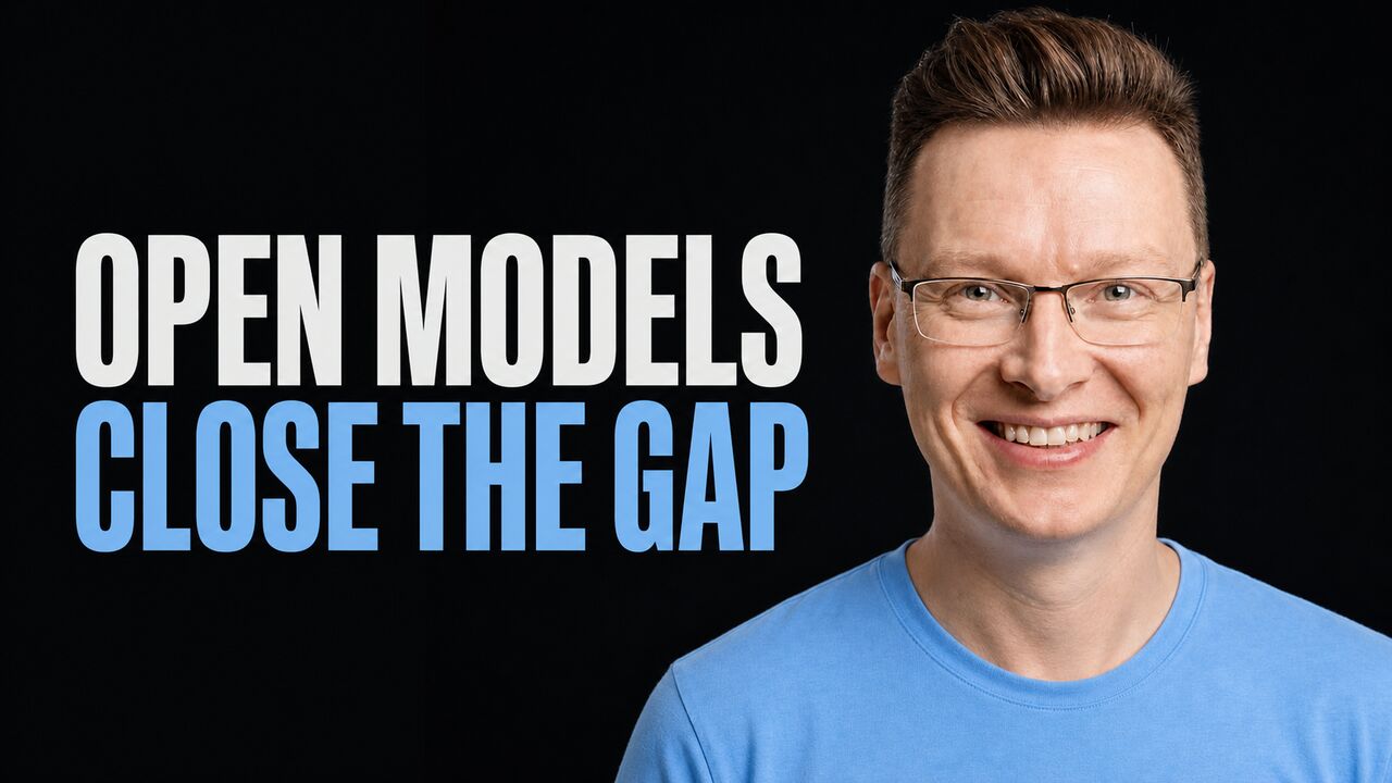 Károly Zsolnai-Fehér beside the words Open Models Close the Gap