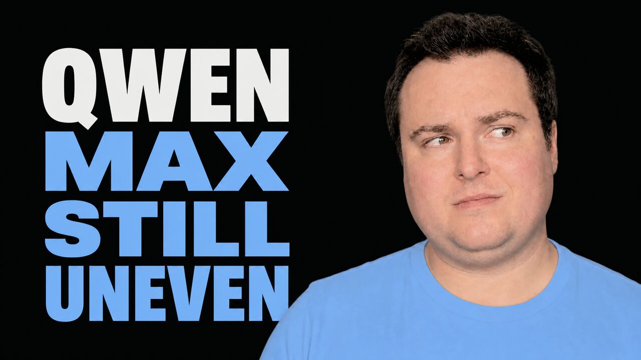 Portrait of Bijan Bowen beside the words Qwen Max Still Uneven