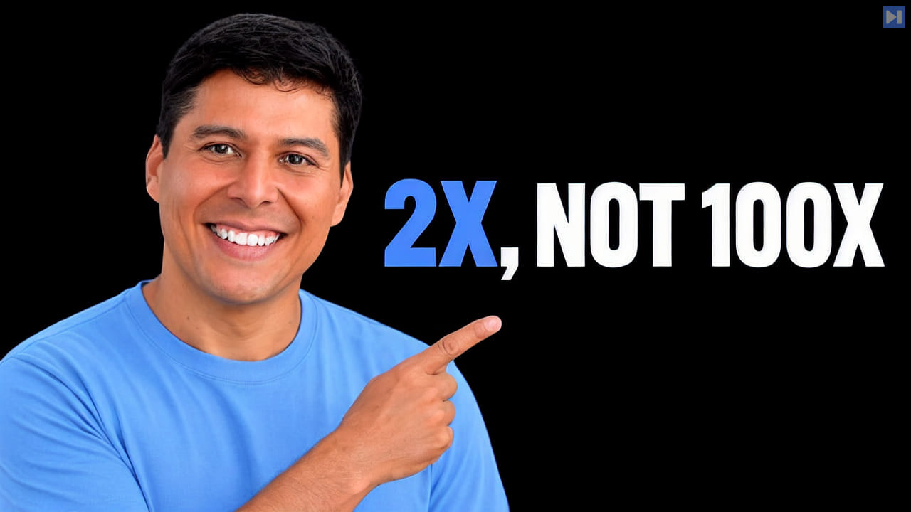 Portrait of Ray Fernando beside the headline ‘2X, NOT 100X’ on a black background.