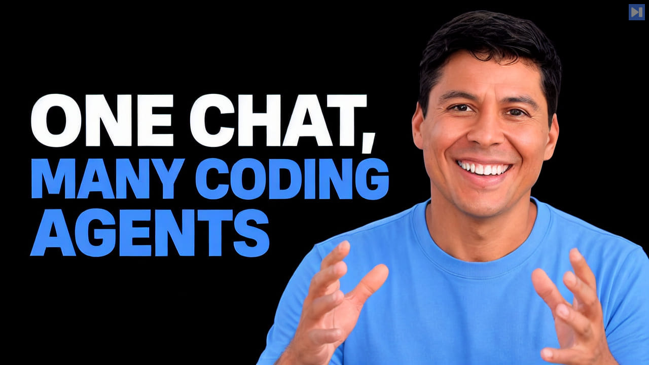 Ray Fernando beside the headline One Chat, Many Coding Agents on a black background.