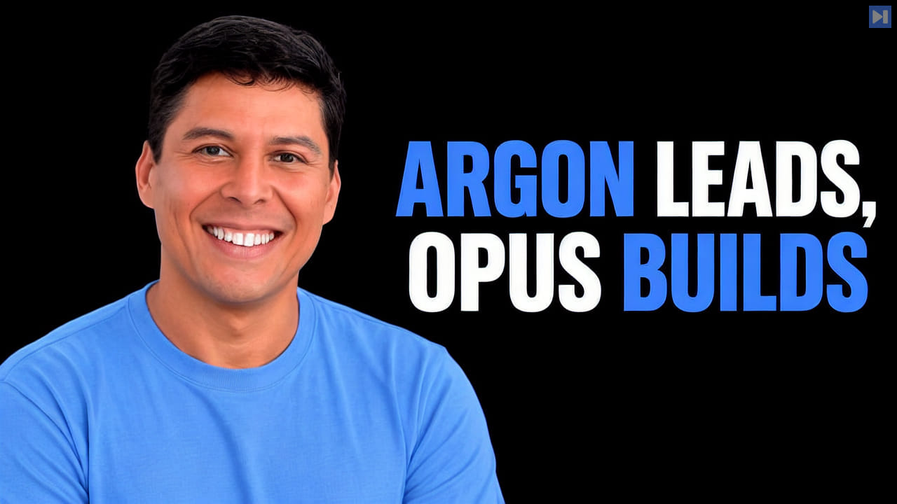 Editorial portrait of Ray Fernando beside the blue-and-white headline ARGON LEADS, OPUS BUILDS against black.
