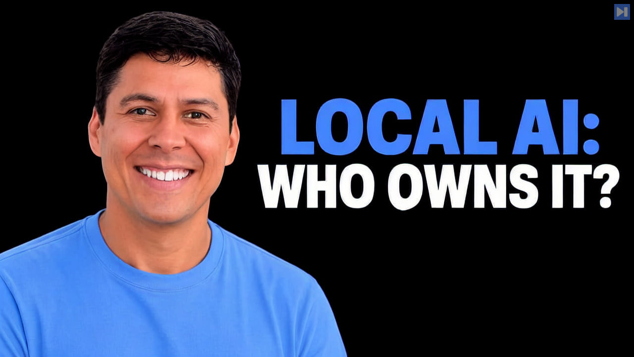 Ray Fernando beside the blue and white headline LOCAL AI: WHO OWNS IT? on a black background.