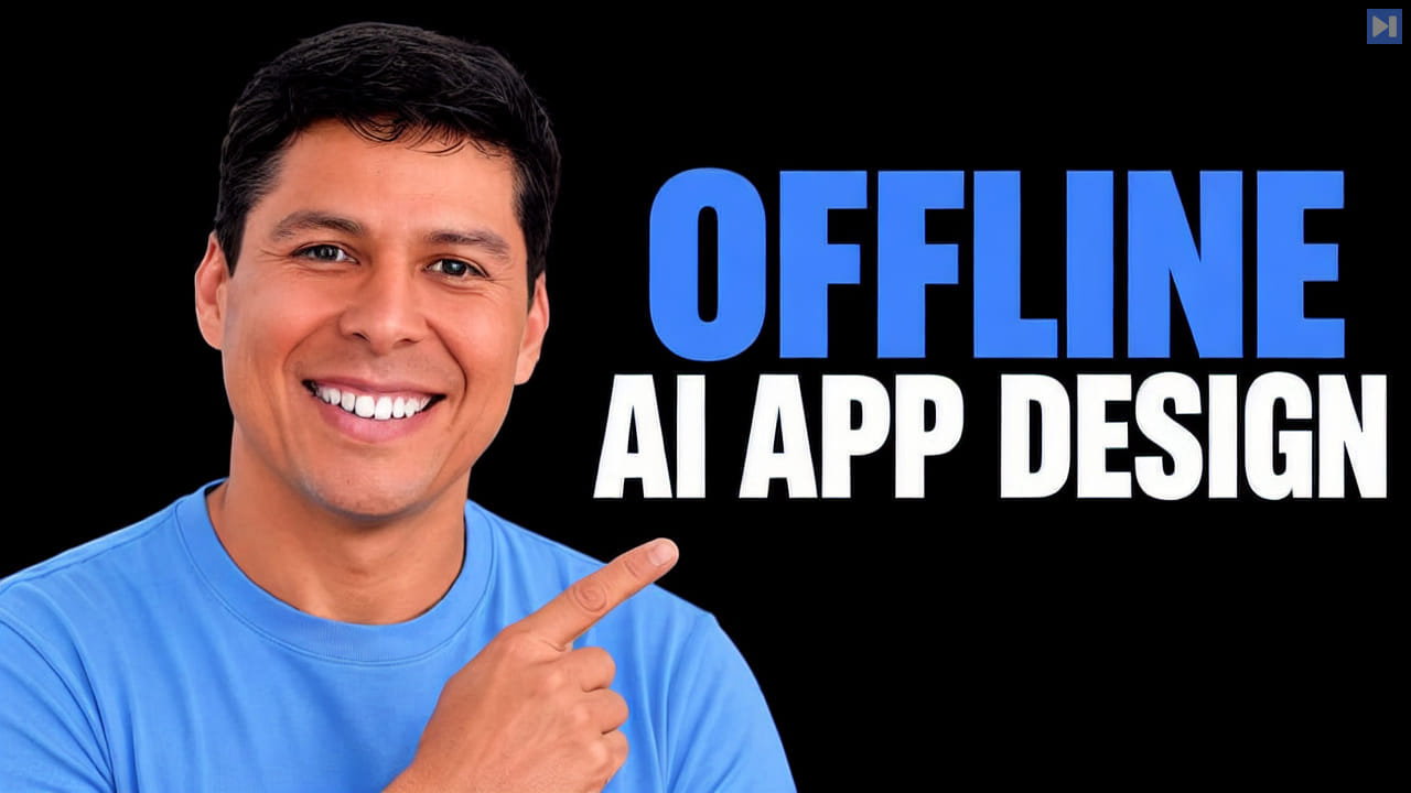 Ray Fernando against a black background beside the blue-and-white headline “OFFLINE AI APP DESIGN”.
