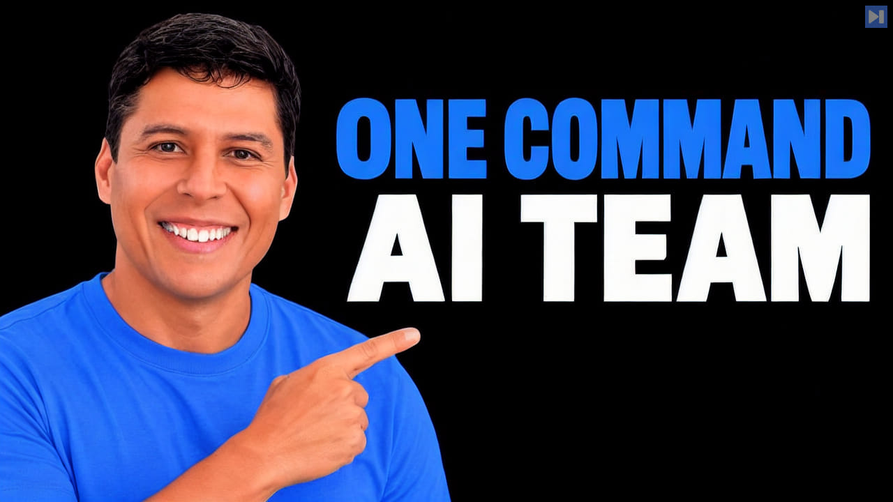 Ray Fernando points beside the flat headline One Command AI Team on black.