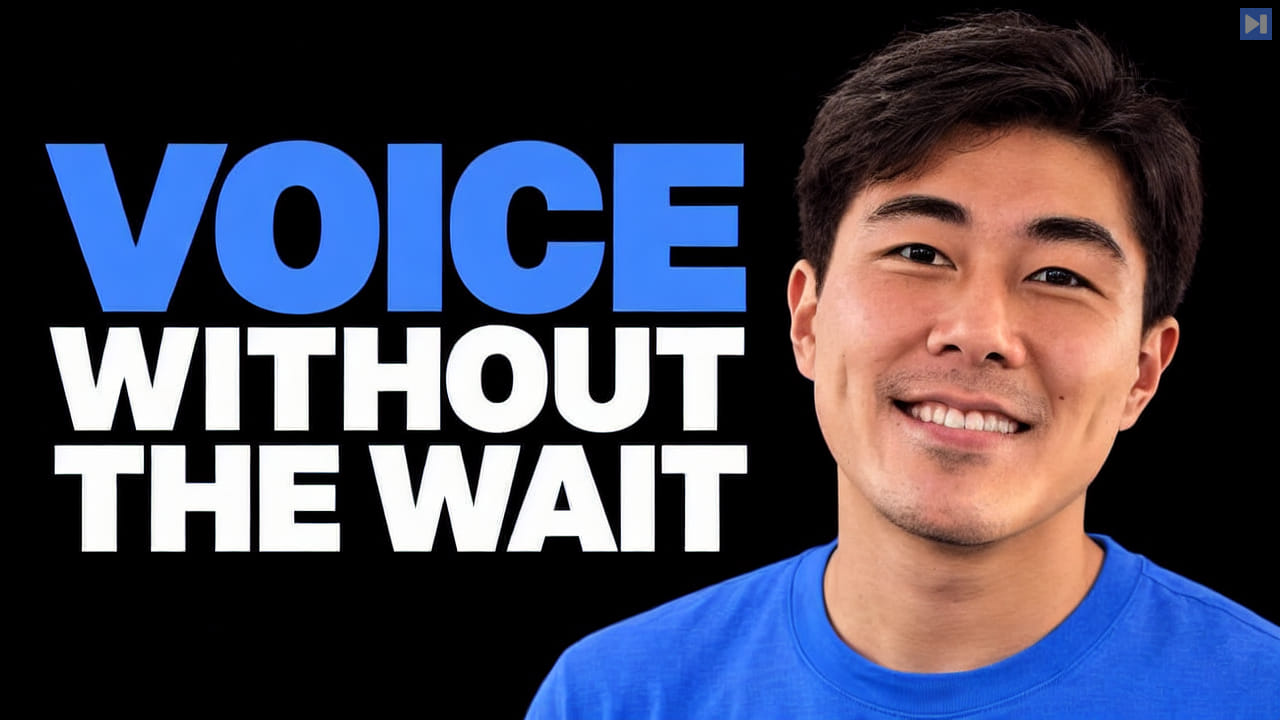 Bohan Li against a black background beside the blue and white headline "VOICE WITHOUT THE WAIT".