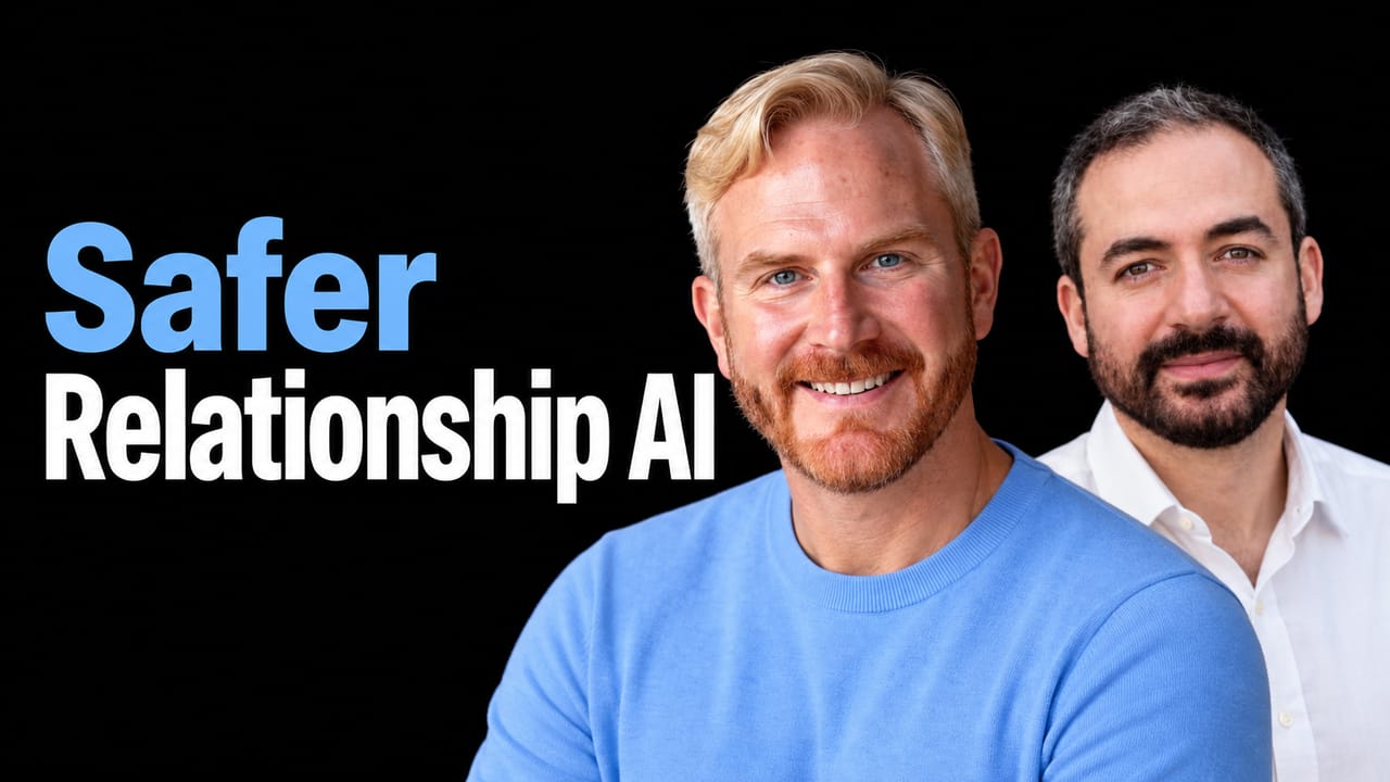 Clay Cockrell and Tony Fabrikant with the headline Safer Relationship AI.