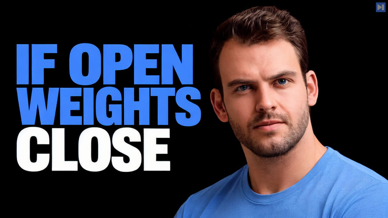 Nathaniel Whittemore in a blue top on the right beside the blue and white headline IF OPEN WEIGHTS CLOSE against black.