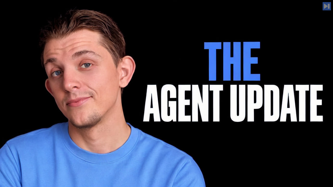 Riley Brown beside the blue and white headline “THE AGENT UPDATE” on a black background.