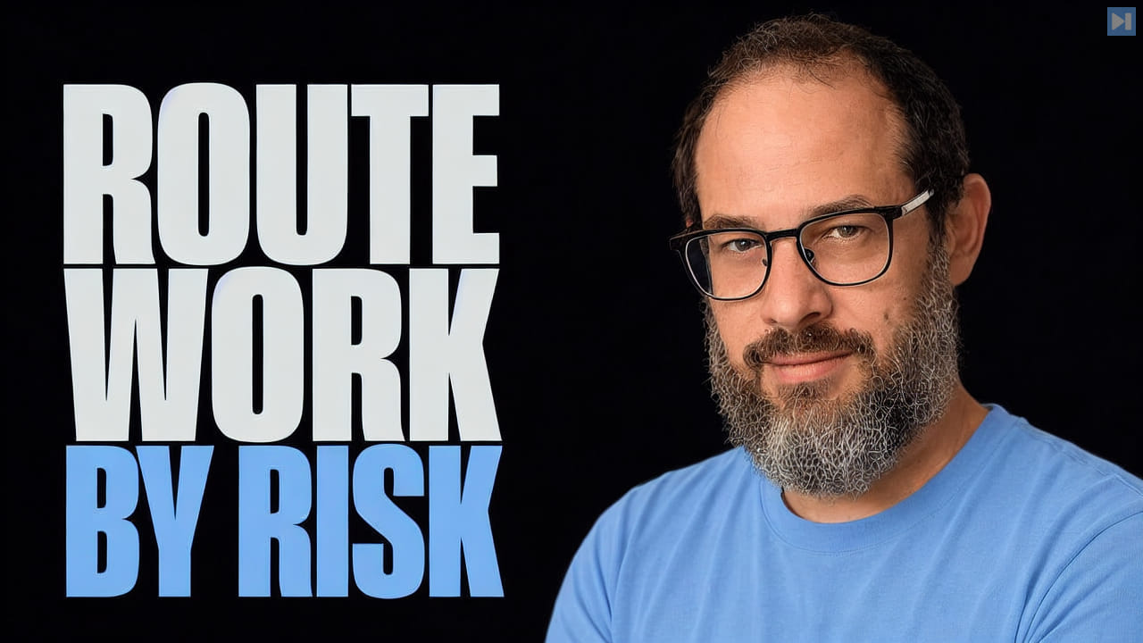 Portrait of Nate B. Jones beside the words Route Work by Risk