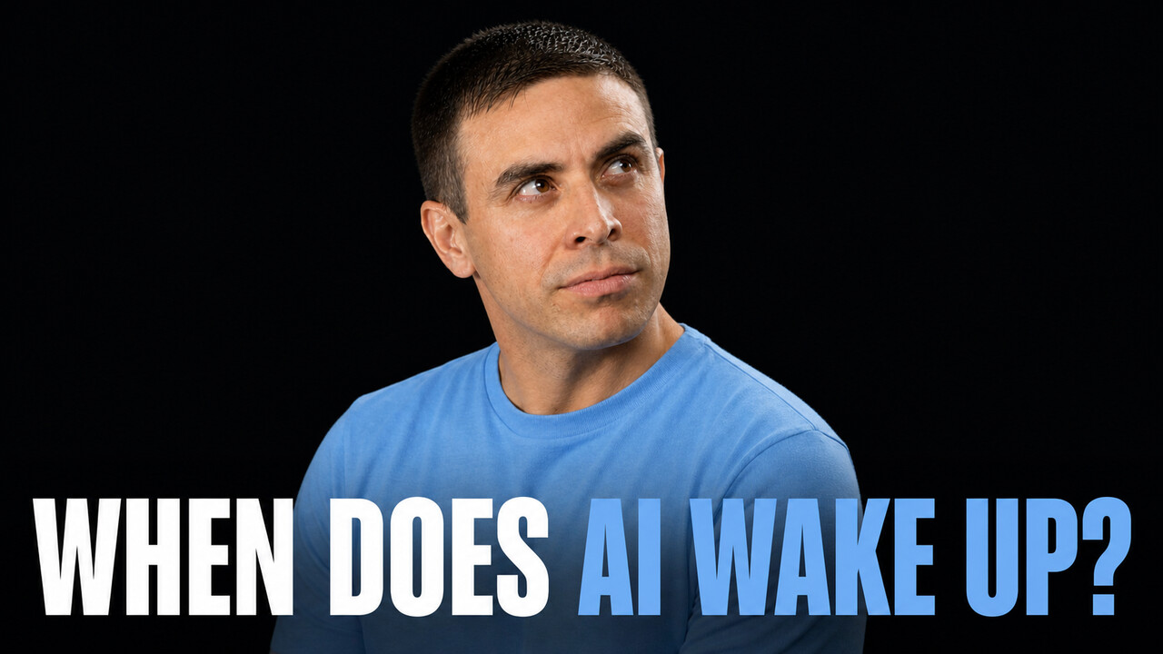 Brent Anders beside the two-color headline When Does AI Wake Up?