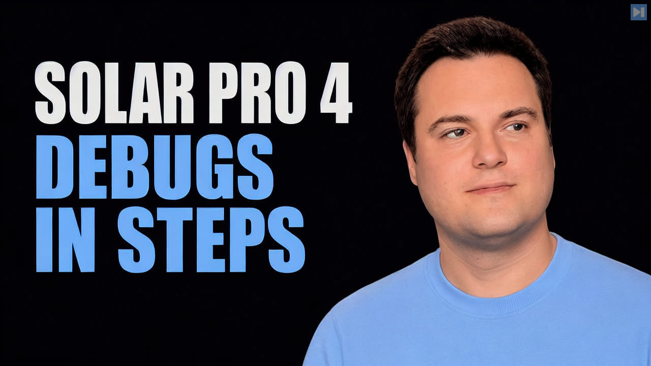 Portrait of Bijan Bowen beside the words Solar Pro 4 Debugs in Steps