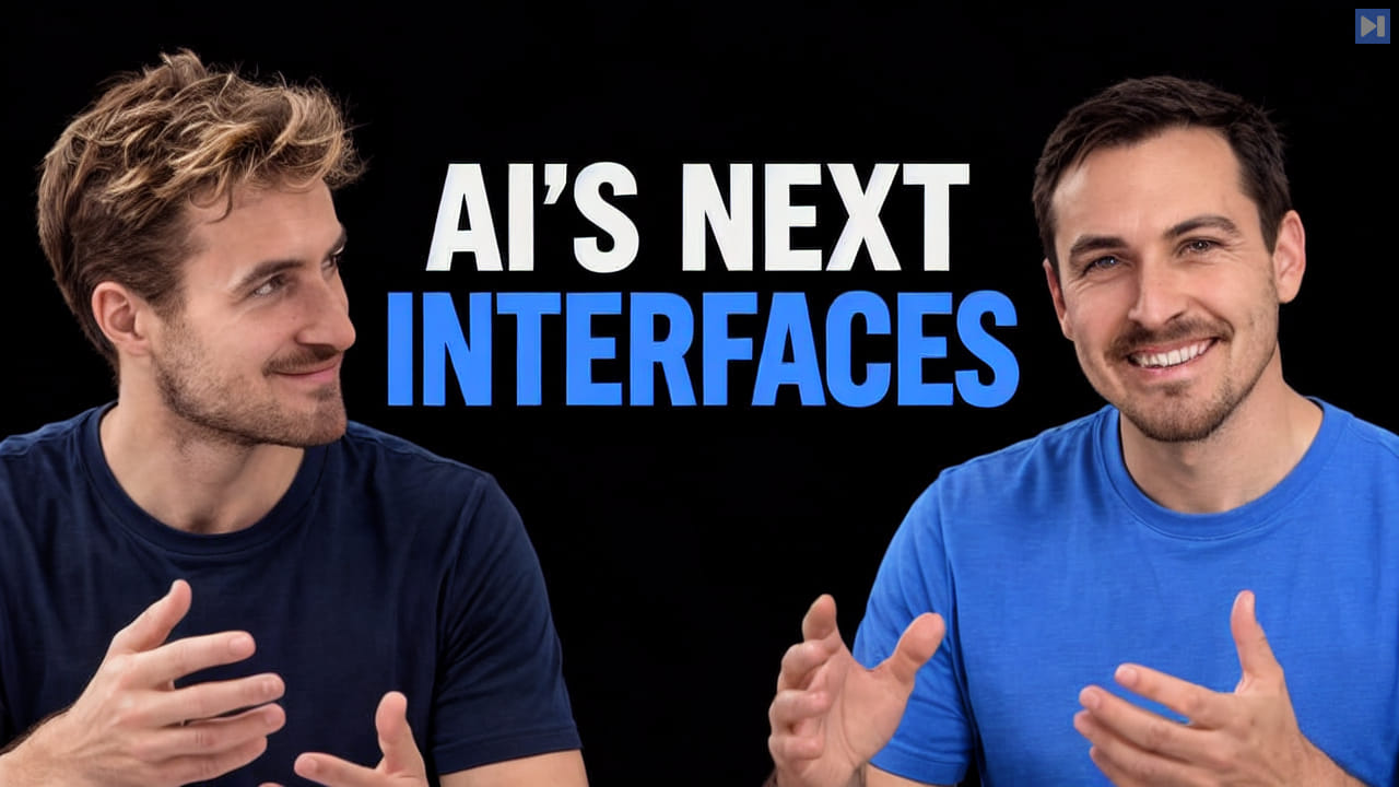 Pierce Freeman and Richard Diehl Martinez in navy and blue tops against black, alongside the blue and white headline "AI'S NEXT INTERFACES".