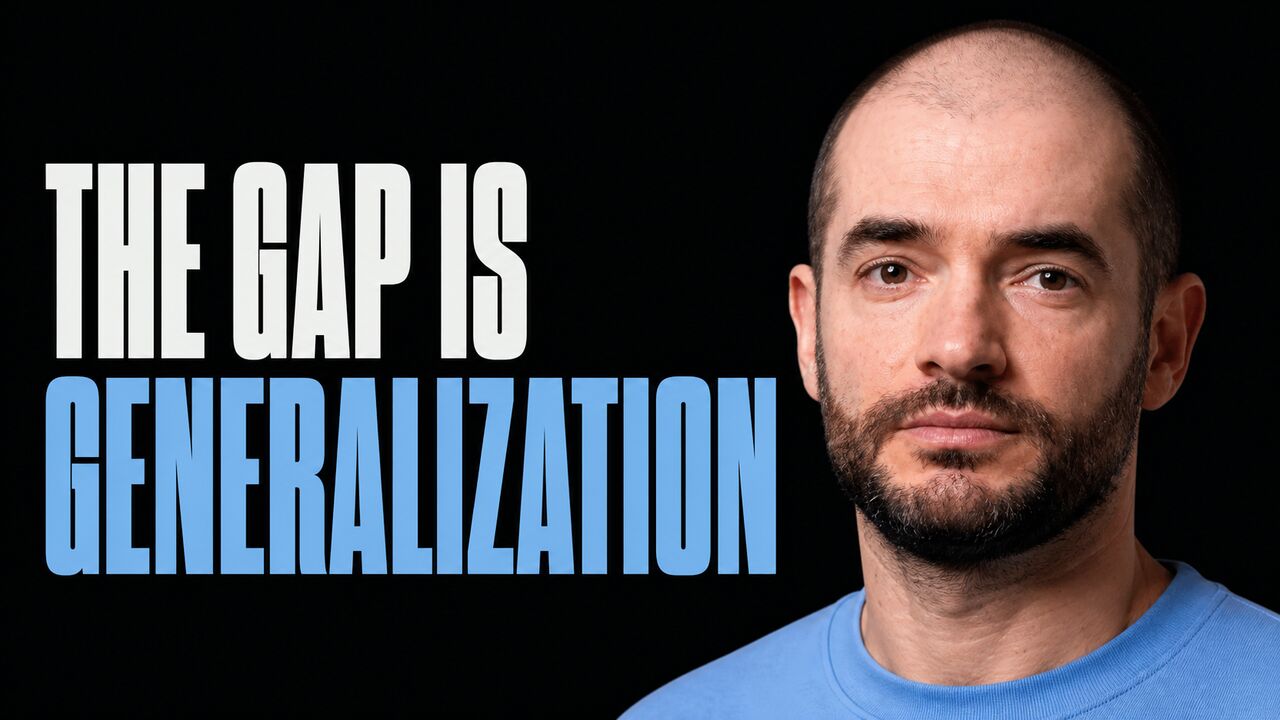 Portrait of Ilya Sutskever beside the words The Gap Is Generalization
