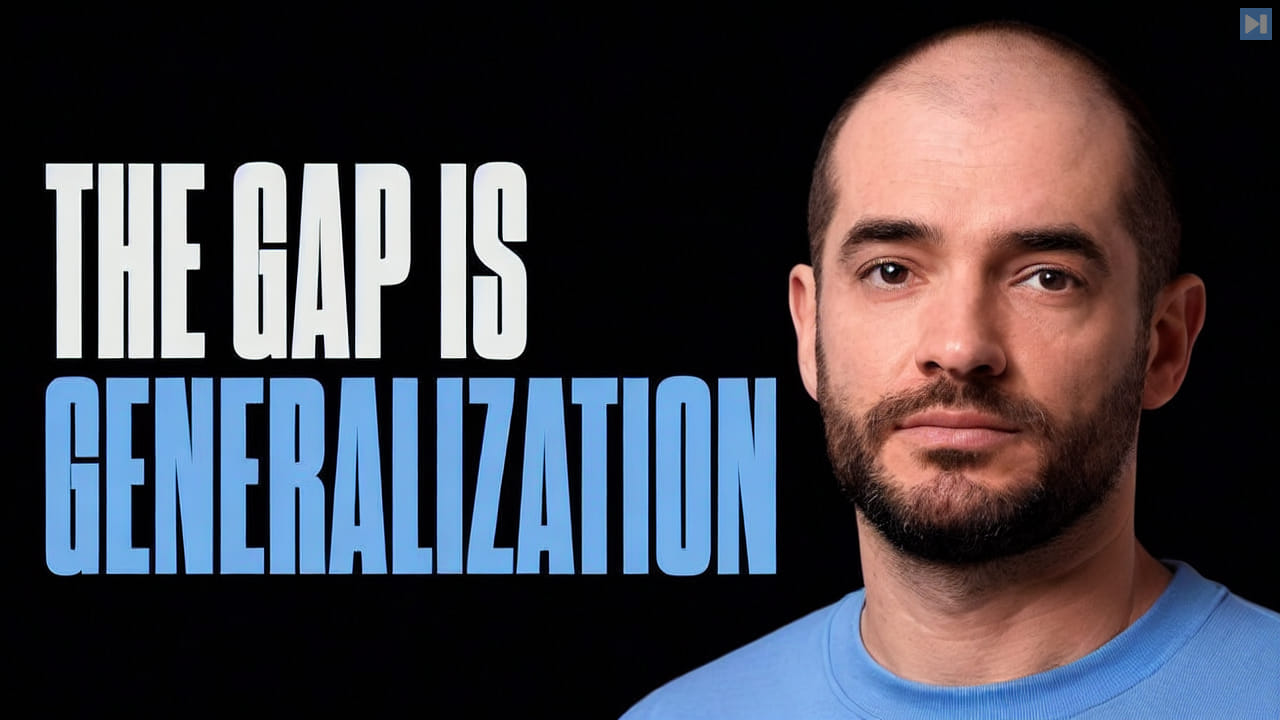 Portrait of Ilya Sutskever beside the words The Gap Is Generalization