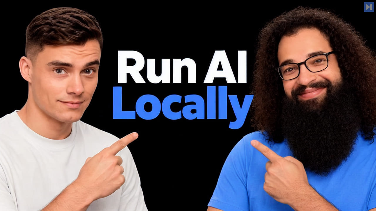 David Ondrej, Ahmad M. Osman against a black background beside the blue and white headline "Run AI Locally".