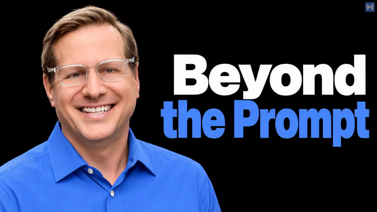 Ted Johnson in a blue shirt against black, beside the white and blue headline Beyond the Prompt.