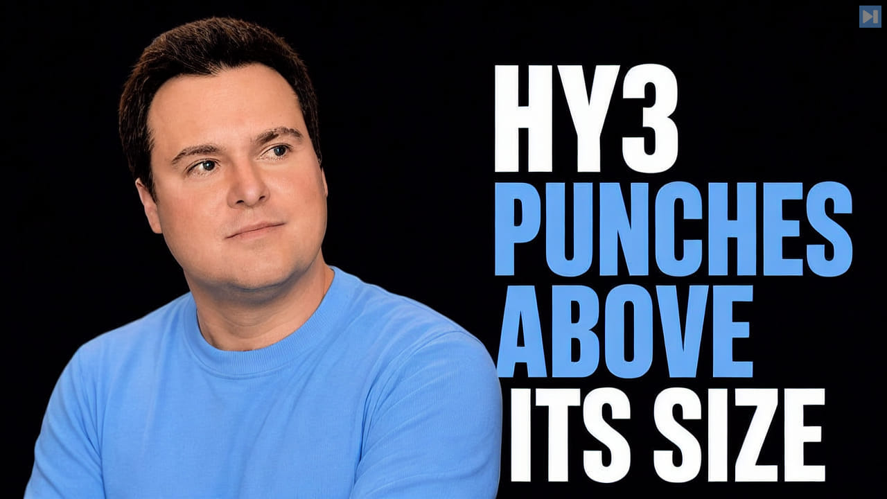 Bijan Bowen beside the blue and white words HY3 Punches Above Its Size