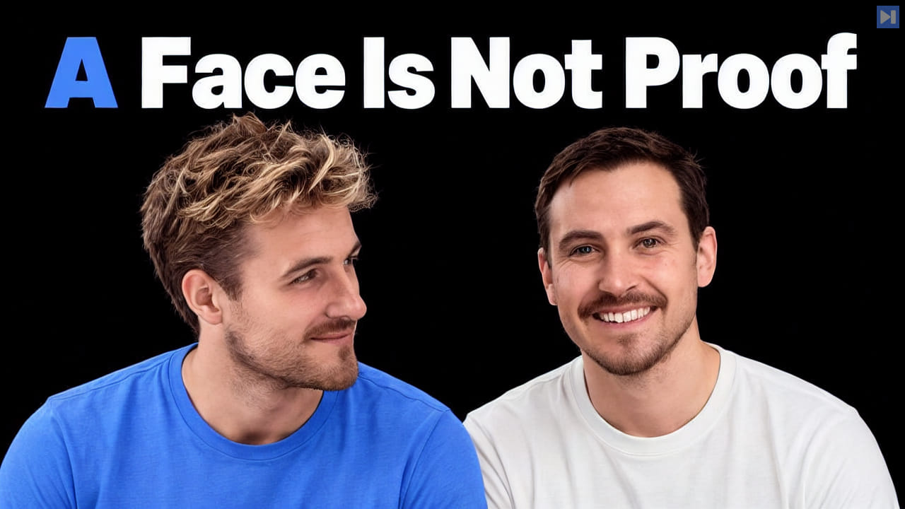 Pierce Freeman and Richard Diehl Martinez against black beside the headline A Face Is Not Proof.