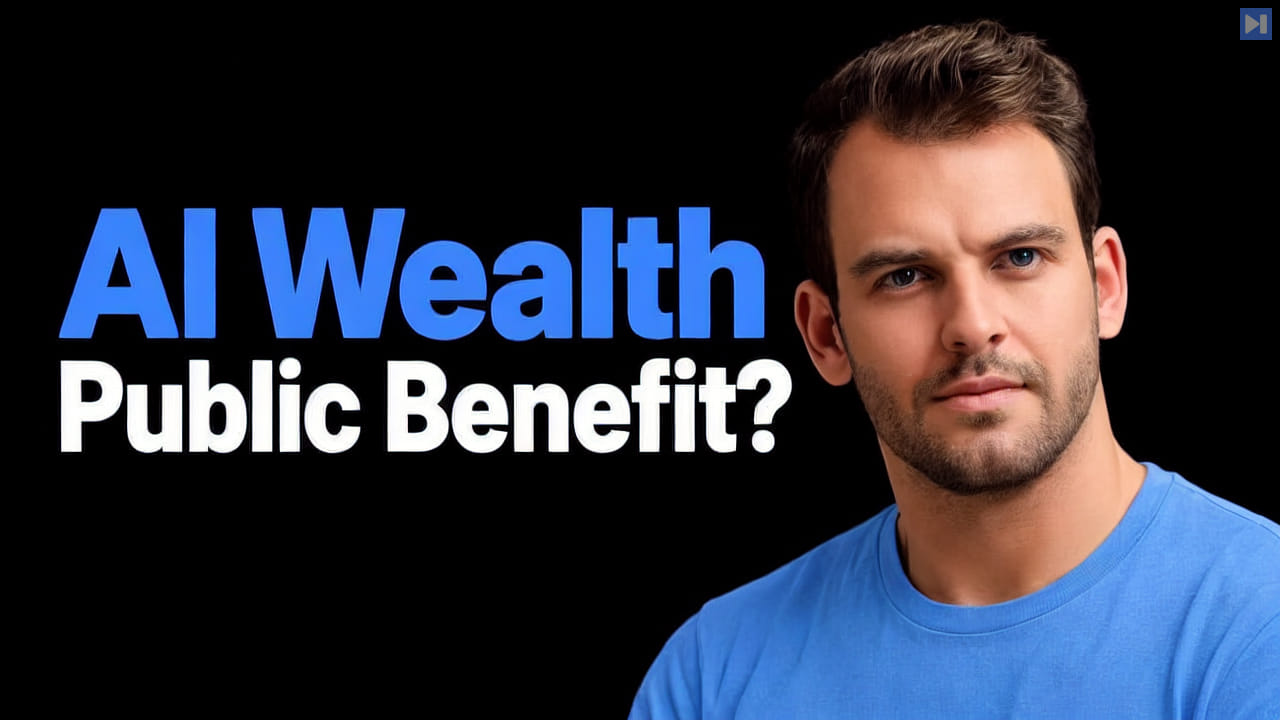Nathaniel Whittemore beside the blue and white headline AI Wealth Public Benefit? on a black background.