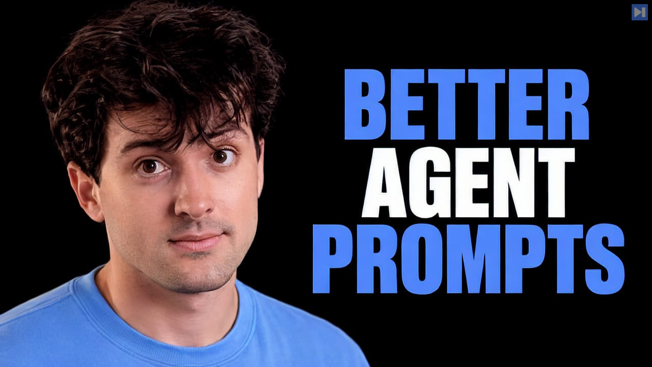 Theo Browne beside the headline BETTER AGENT PROMPTS on a black background.