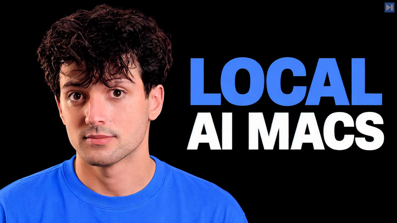 Theo Browne beside the words LOCAL AI MACS on a black background.