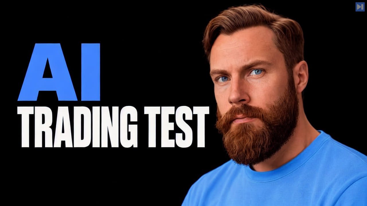Kristian Fagerlie in a blue top beside the blue AI and white TRADING TEST headline against a black background.