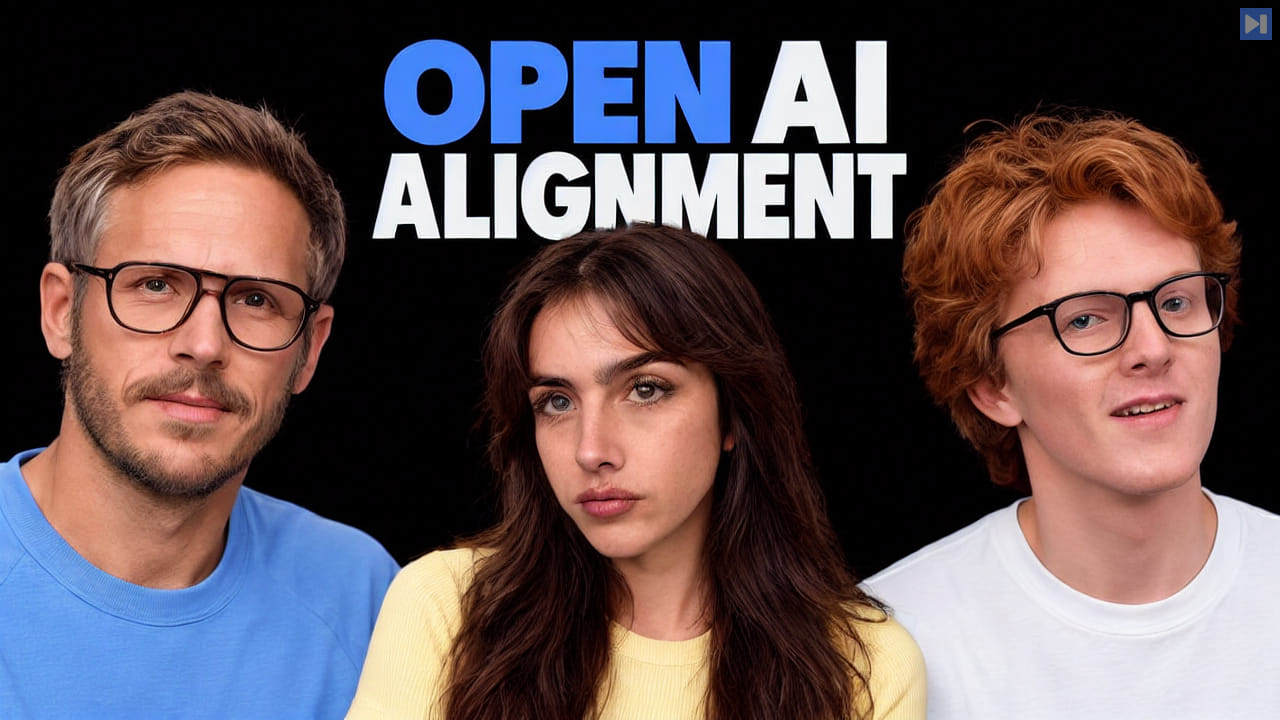Thomas Wolf, Sofia Puccini and Theo Jaffee beside the headline Open AI Alignment on a black background.
