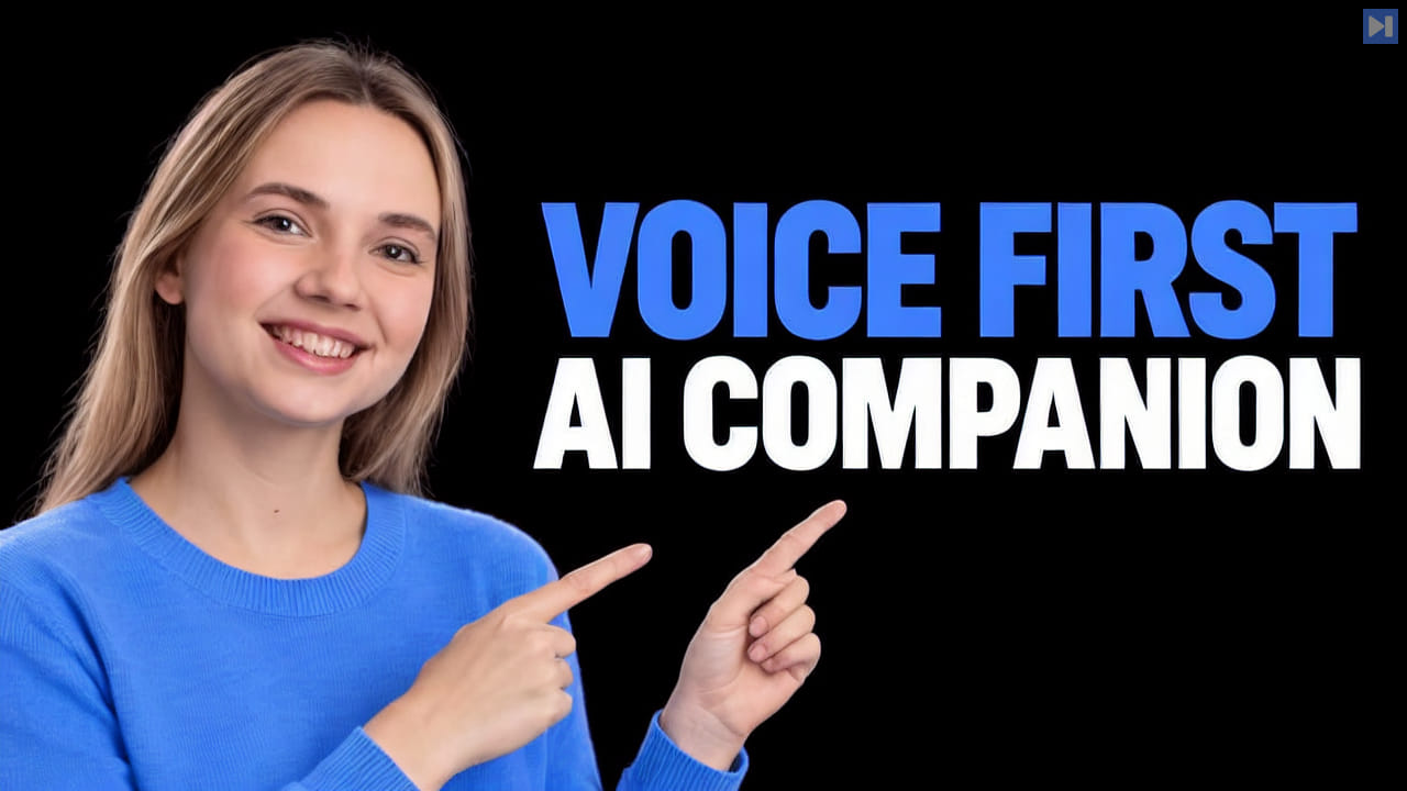 Paula Dozsa against a black background with the blue and white headline “VOICE FIRST AI COMPANION”.