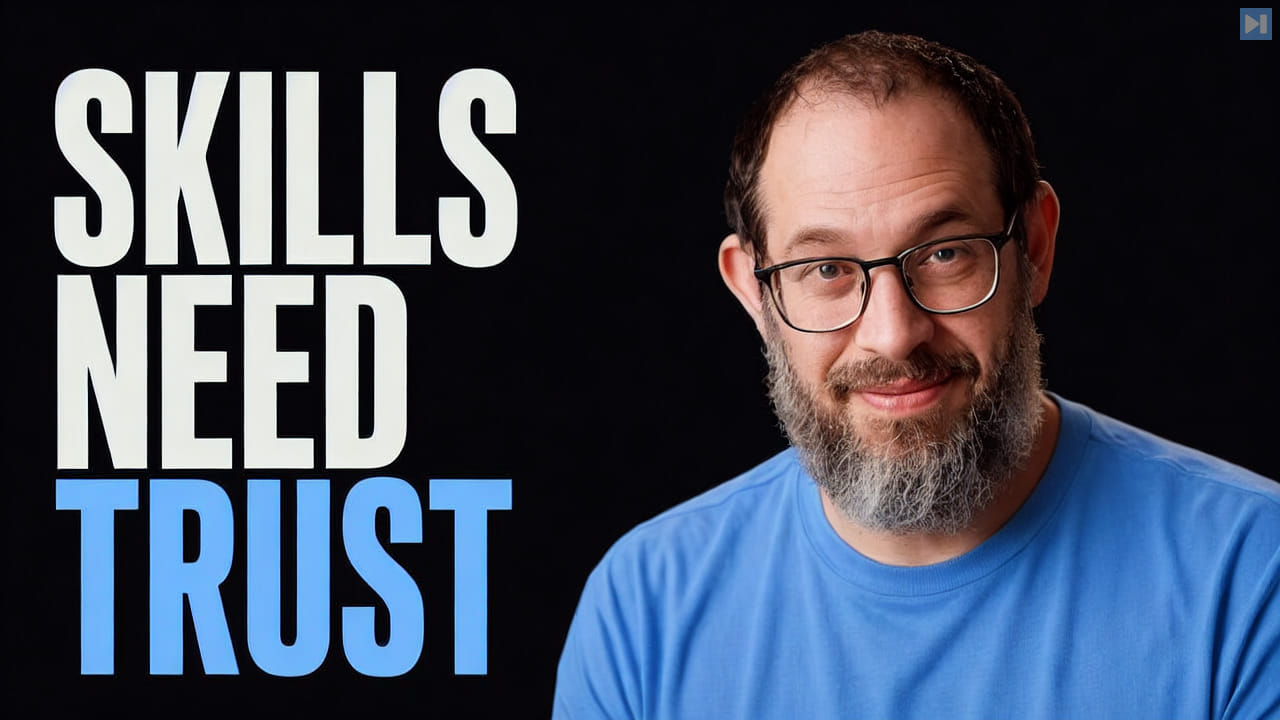 Portrait of Nate B. Jones beside the words Skills Need Trust