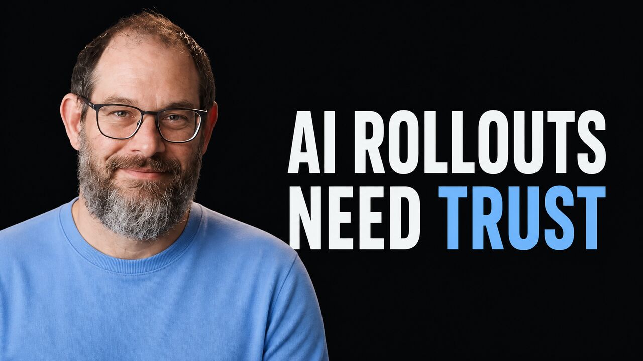 Portrait of Nate B. Jones beside the words AI Rollouts Need Trust