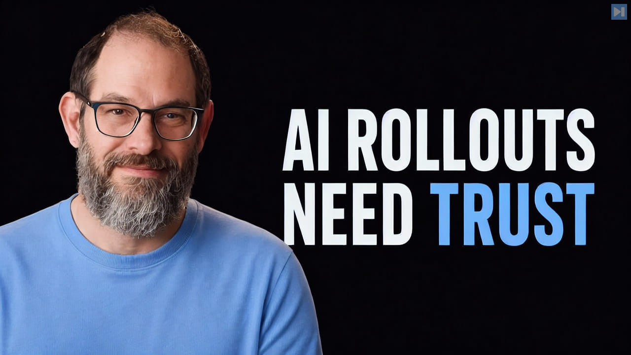 Portrait of Nate B. Jones beside the words AI Rollouts Need Trust