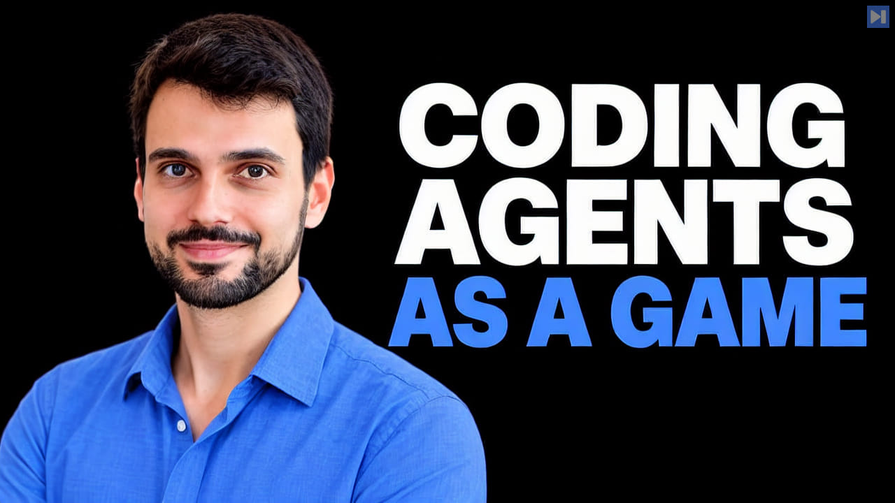 Ido Salomon in a blue shirt beside the white-and-blue headline “Coding Agents as a Game” on black.