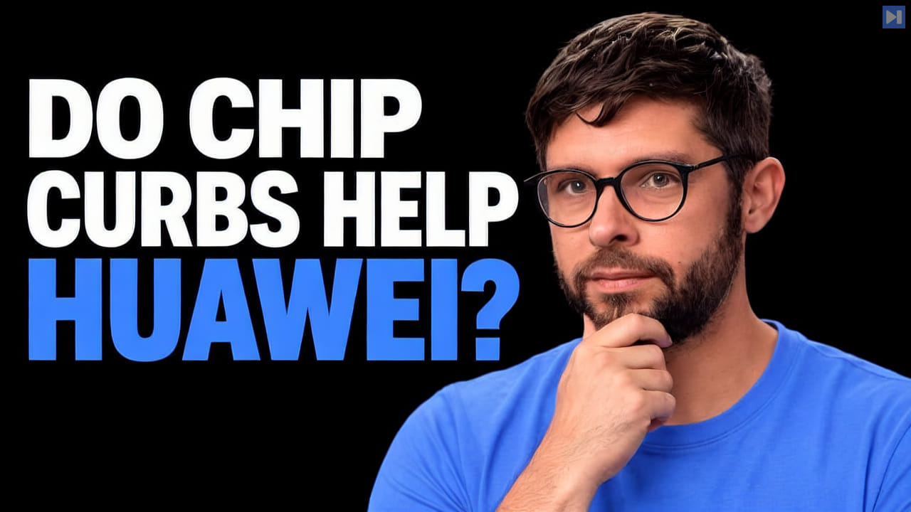 Steven Glinert beside the headline Do Chip Curbs Help Huawei? on a black background.