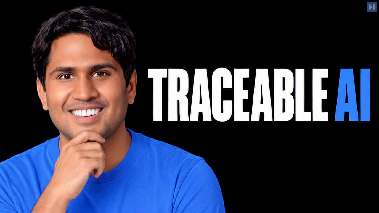 Vinoo Ganesh beside the words traceable AI numbers.
