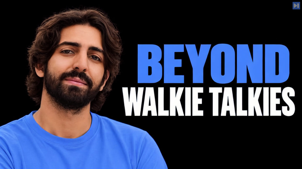 Neil Zeghidour against a black background with the blue and white headline “BEYOND WALKIE TALKIES”.