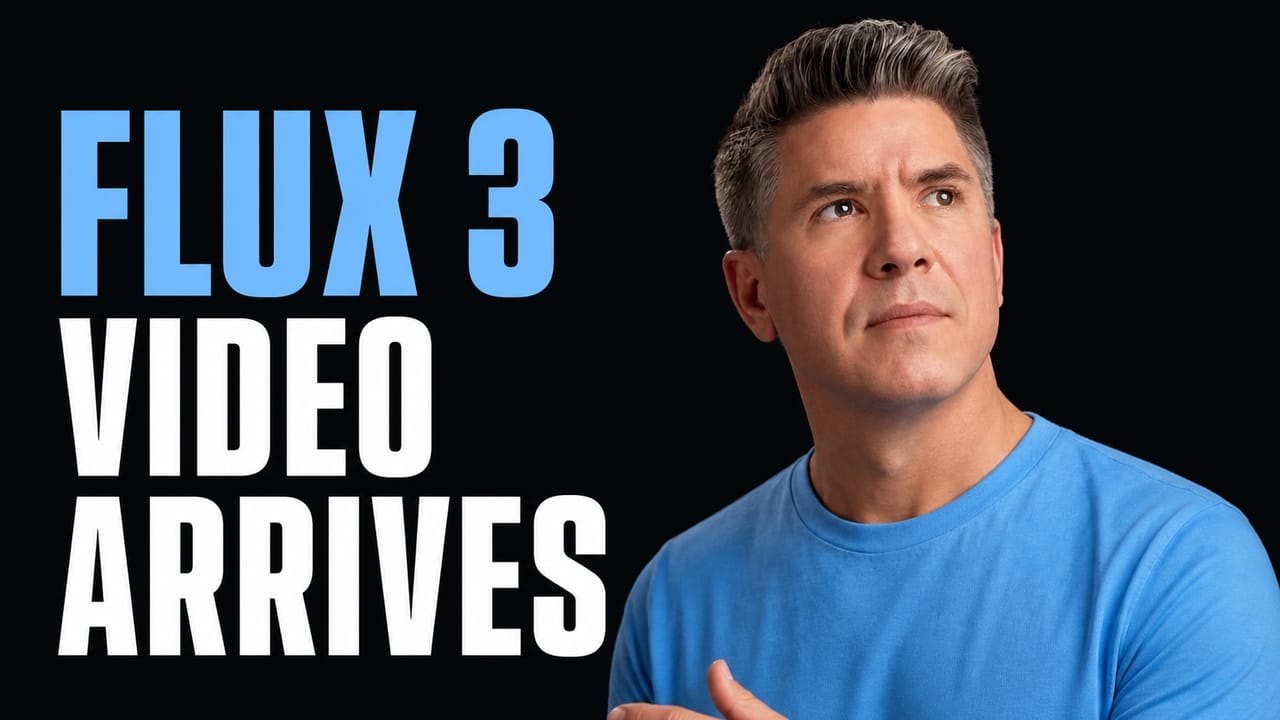 Tim Simmons beside the words Flux 3 Video Arrives