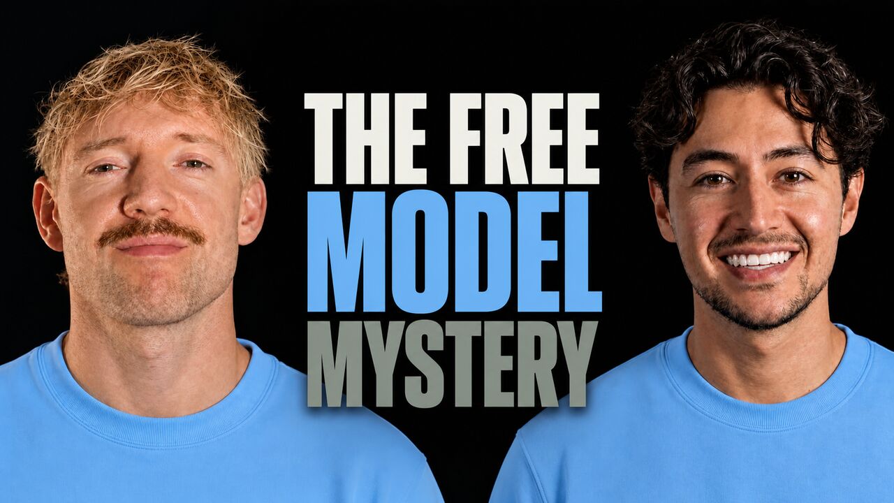 Jack Roberts and Nick Saraev beside the words The Free Model Mystery
