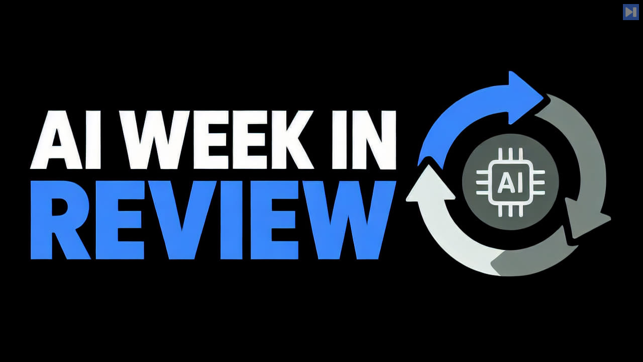 A flat circular review graphic beside the words AI Week in Review