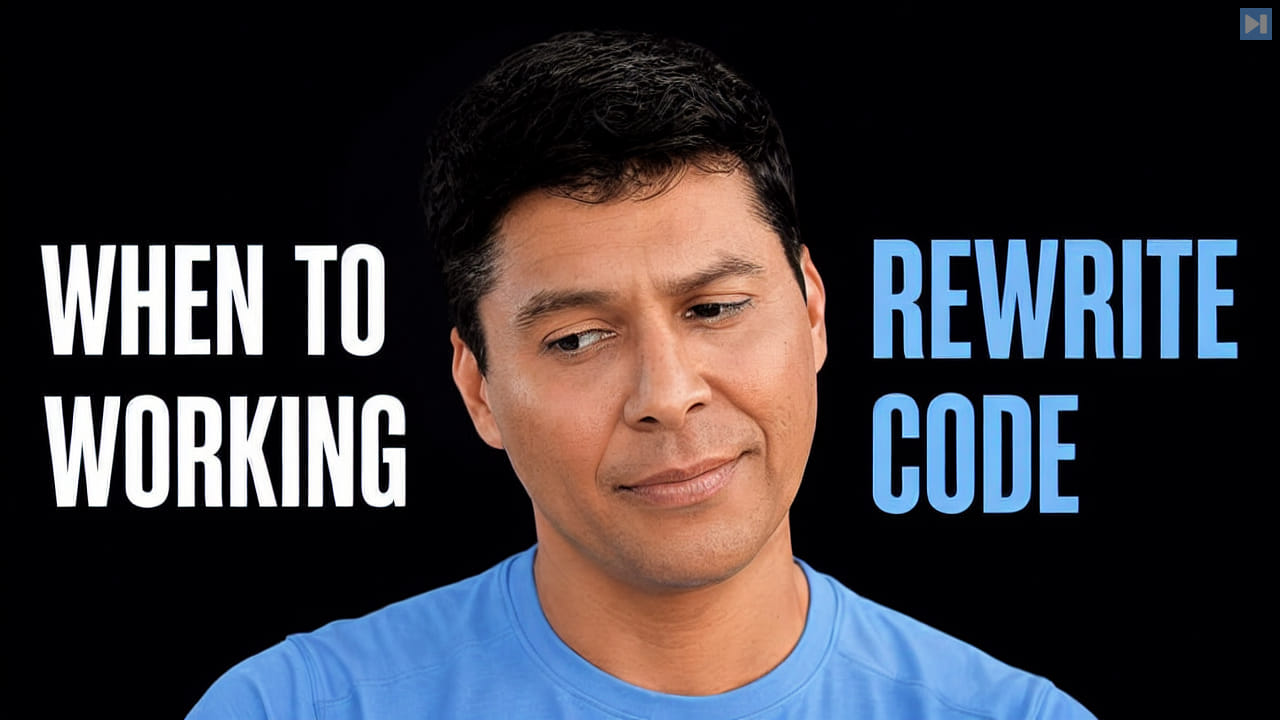 Ray Fernando beside the words When to Rewrite Working Code
