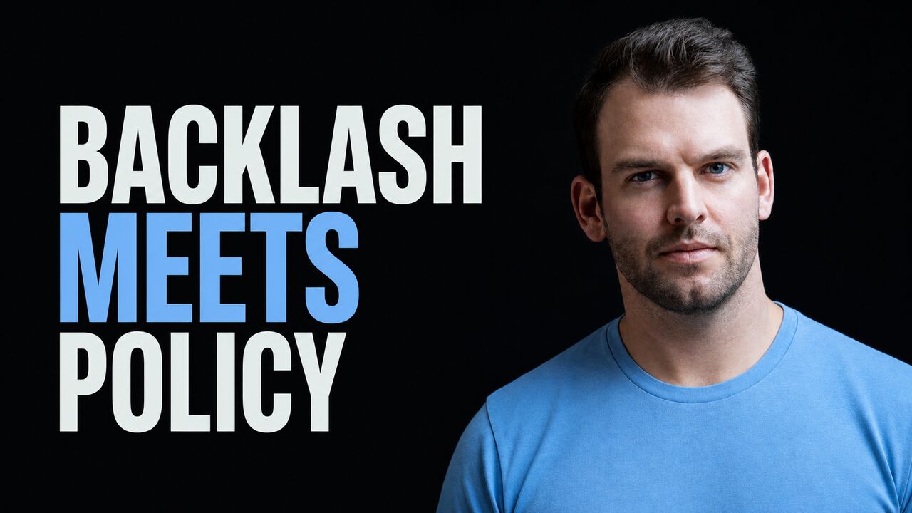 Nathaniel Whittemore beside the words Backlash Meets Policy