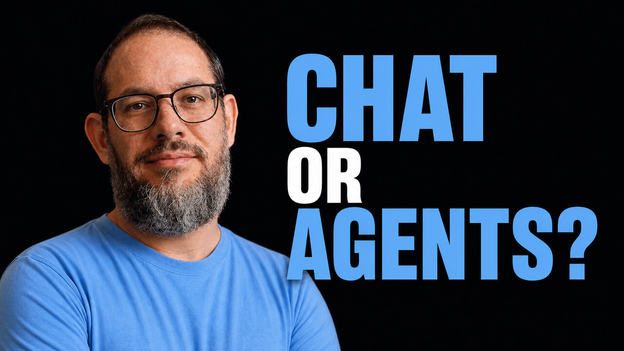 Nate B Jones beside the words Chat or Agents?