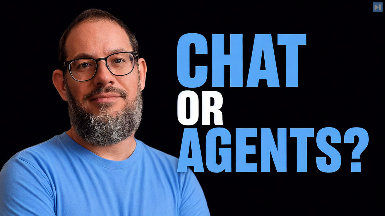 Nate B Jones beside the words Chat or Agents?